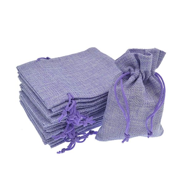 Bezall 50Pcs Burlap Bags with Drawstring 2.7 x 3.5 inch, Linen Gift Bags Jewelry Pouches Sachets for Wedding Party Favor, DIY Crafts, Presents (Light Purple)