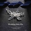 Latious Pearl Bride Wedding Hair Pins Silver Crystal Bridal Hair Clip Leaf Hair Piece Rhinestone Hair Accessories for Women and Girls
