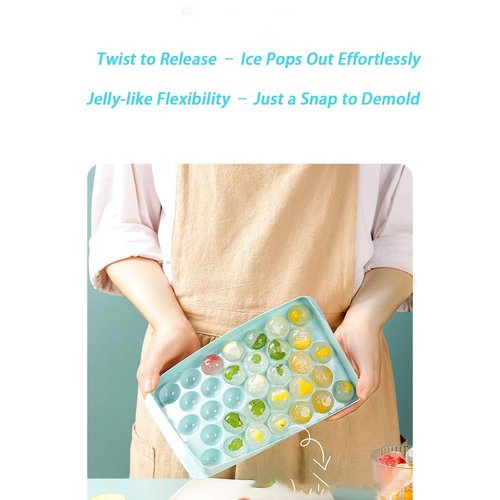 Ice Cube Tray 25 Cubes- Round Ball Shape, Easy Release, for Home Use