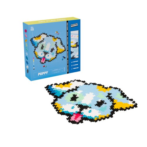 Plus Plus Puzzle By Number, 500 Piece Mini Interlocking Hashtag Color Blocks, 3D Pixel Art Kit for Kids - Puppy