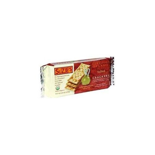 Suzie's, Organic Saltines Crackers, Salted w/ Extra Virgin Olive Oil, Healthy Gourmet Baked Snack Goodies for Adults & Children - 3 Pack, 8.8oz Each