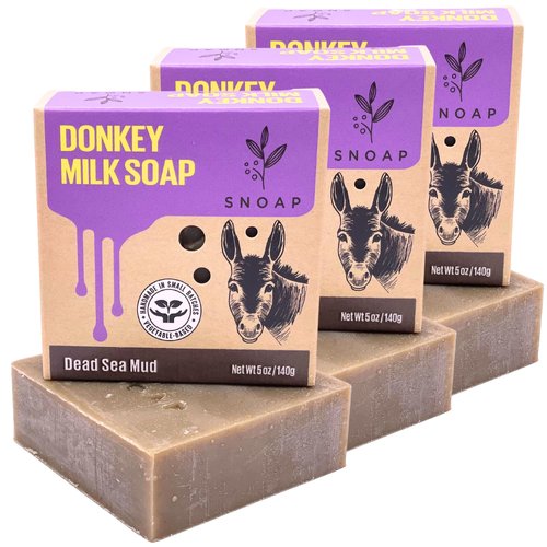 SNOAP Dead Sea Mud Face Bar Soap, Made with Donkey Milk, Organic Shea Butter & Organic Oils, Gentle Soap Bar – For All Skin Types – 5oz Bar (Pack of 3)