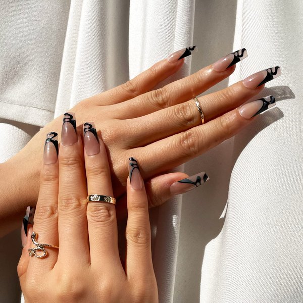 Gold Finger Full Cover False Nails Kit with Glue, Trendy Design, Ready to Wear Gel, Medium, Long, Extra Long Length Nails (Be Yourself)