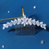 Missgrace Boho Simple Bride Wedding Prom Sparkling Zircon Side Hair Comb Crystal Rhinestones Flower Hair Comb Clips Bridal Hair Accessories Hair Piece for Women and Girls
