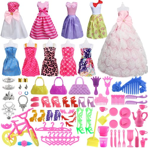 SOTOGO 85 Pieces Doll SOTOGO 85 Pieces Doll Clothes and Accessories for 11.5 Inch Girl Doll Clothes Include 10 Sets Girl Doll Fashion Clothes and 75 Pieces Doll Accessories