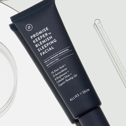 Allies of Skin Promise Keeper Blemish Sleeping Facial: Night Cream Moisturizer Treatment. Dioic + Mandelic + Lactic Acid, Manuka Honey, Rosehip Oil. Hydrates & Refines Skin 1.7 oz