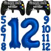 Navy Blue Video Game Party Supplies Boys 12th Birthday Party Decorations- 2 Packs Game On Balloons with Dark Blue Number 12 Balloon