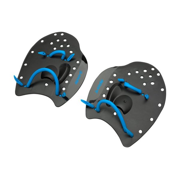 Sporti Power Swim Paddles - Swimming Training Hand Paddles - Adjustable Straps - Lap Swimming Gear (Medium, Black)