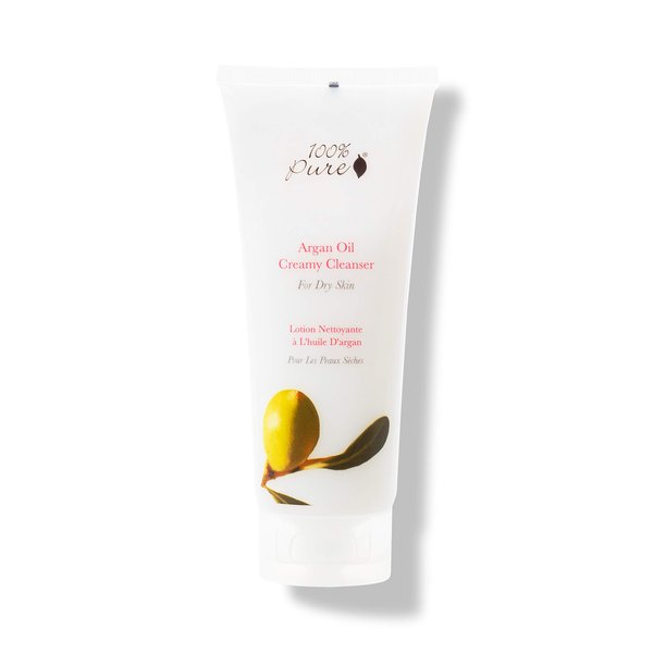 100% PURE Argan Oil Creamy Cleanser Daily Moisturizing Face Wash & Makeup Remover - Natural Anti-Aging Cleansing Botanicals for Clear Skin & Healthy Radiant Glow - 3.4 Fl Oz