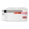 Bulk 50 Pack - Rigid Horizontal Two Card ID Badge Holder with Double Red Extractor Slider - Clear Hard Plastic 2 Card Protector with Easy to Slide Dispenser for Office Key Cards by Specialist ID