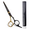 Hair Cutting Scissors Black Gold Professional Home Hair Cutting Barber/Salon Shears, Thinning Scissor Hair Cutting Shears Hair Cut Blending Salon Scissor For Men Women Pet (Cutting Scissor)