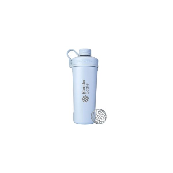 BlenderBottle Radian Shaker Cup Insulated Stainless Steel Water Bottle with Wire Whisk, 26-Ounce, Matte Arctic Blue