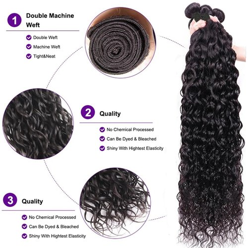 Water Wave Bundles Human Hair 1 Bundle 10A Brazilian 100% Unprocessed Virgin Human Hair Wet and Wavy Bundles Water Curly Weave Human Hair Extensions Natural Black (22 Inch)