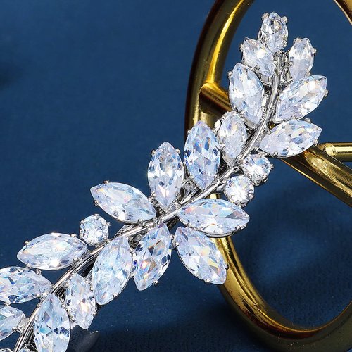 Missgrace Bride Wedding Prom Sparkling Simple Zircon Side Hair Comb Crystal Rhinestones Flower Hair Comb Clips Bridal Hair Accessories Hair Piece for Women and Girls