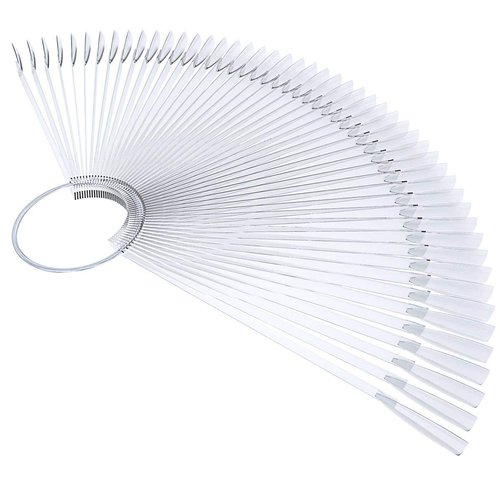 2 Set 100 Tips Clear Nail Art Swatches Sticks Polish Board Display Practice Sticks Tool Transparent Fan-shaped Nail Art Tips False Nail Sticks with Metal Screw Ring Plastic Christmas Gift