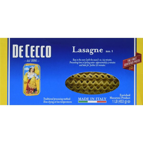 De Cecco Semolina Pasta, Lasagne No.1, 1 Pound (Packaging May Vary)
