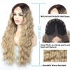 BEAUTY FLAG Ombre Blonde Wig Lace Front Wigs Synthetic Long Loose Body Wave Glueless Lace Wig Dark Root Blonde Heat Resistant Fiber Hair Natural Wavy Dirty Blonde Wig for Women 28"