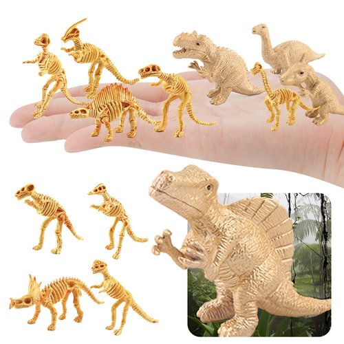 BRETOYIN 20PCS Dinosaur Bone Triceratops Mini Gold Dino for Kids Dinosaur Toy Storage Box Classroom Demonstration Tools Teacher Accessories T-Rex Tyrannosaurus Stegosaurus