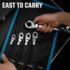 DURATECH Ratcheting Flare Nut Wrench Set, Open End Wrench Set, Metric, 5-Piece, 10, 12, 13, 14, 17mm, CR-V Steel, Organizer Pouch Included