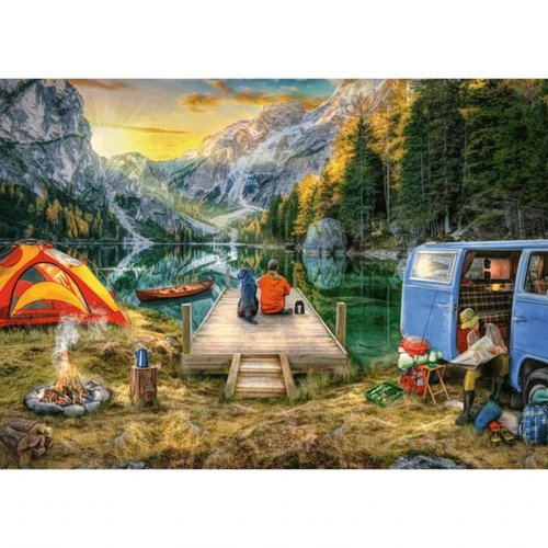 Ravensburger 16177 Calm Campsite 1000 Piece Puzzle for Adults - Every Piece is Unique, Softclick Technology Means Pieces Fit Together Perfectly, Blue