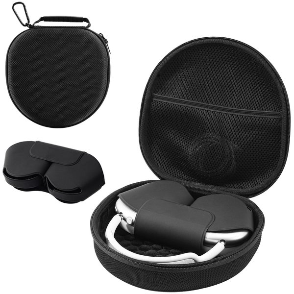 ProCase Hard Carrying Smart Case for New AirPods Max, Headphone Travel Case with Sleep Mode Cover & Mesh Pocket, AirPods Max Protective Portable Shell Storage Bag -Black