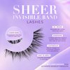 Lilly Lashes Sheer Band, False Eyelashes w/Invisible Band Lashes, Mink Lashes + Volume, 3D Faux Mink Eyelashes, Clear Band Lashes, Reusable Eyelashes 20x, Lash Glue not Included, 15mm (Inviting)