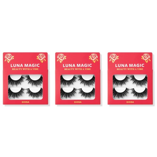 LUNA MAGIC Diosa Faux Mink Wispy Lashes, Reusable, 3 Pack