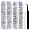 5136Pcs Flatback Clear Crystal Rhinestones Set for Nail Art Glass Tumblers Glitter Round with Picking Pen and Tweezer(SS4 ~ SS16)