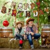 Cowboy Birthday Party Decorations, Western Cowboy Theme Happy Birthday Banner Latex Balloons Cake Cupcake Toppers for Boys Kids Birthday Rodeo Horse Racing Cow Pony Theme Party Supplies