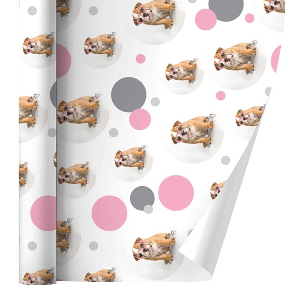 GRAPHICS & MORE British Bulldog Puppy Dog Wearing Heart Glasses Gift Wrap Wrapping Paper Roll