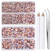 LPBeads 6400 Pieces Champagne AB Hotfix Rhinestones Flat Back 5 Mixed Sizes Crystal Round Glass Gems with Tweezers and Picking Rhinestones Pen