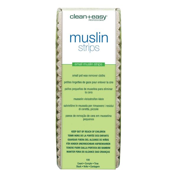 Clean + Easy Small Facial Muslin Wax Strips for Hair Removal, Pre-Cut Durable Muslin Epilating Strips to Remove Unsightly Hairs from the Face - 1 3/4" X 4 1/2", 100 count