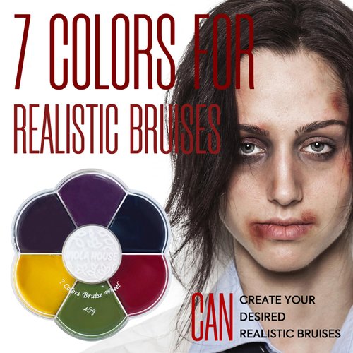 VIOLA HOUSE SFX Makeup Kit, Halloween Special Effects Makeup, 6 Colors Bruise Wound Face Body Paint + Scar Wax + Scar Oil + Liquid Latex + Fake Blood + Spatula + Stipple Sponge + Brush.