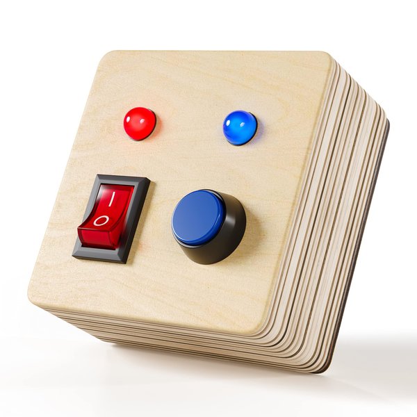 Montessori Busy Board Fidget Mini Cube for Toddlers {Improved 2023 Version} Wooden Sensory Activity Cube Toys for Toddlers LED Light Up Buttons Wires Baby Gifts Educational Learning Fidget Toy