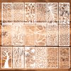 18Pcs Stencils for Crafts Painting, Reusable Cake Stencils Decorating Texture Stencil Background Stencil Leaf Floral Tree Templates for Painting on Wood Furniture Card Canvas Paper Scrapbook