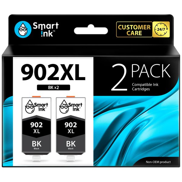 Smart Ink Compatible Ink Cartridge Replacement for HP 902XL 902 XL (2 Black, Combo Pack) to use with OfficeJet Pro 6978 6968 6970 6975 6960 Officejet 6962 6958 6950 6954 6951 6956 6961 6963 6964 6966