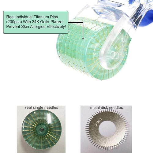 Koi Beauty Professional Microneedle Derma Roller, Real Individual Titanium Microneedling Roller, Micro Needling Beard Roller Scalp Roller