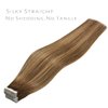 Lacer Tape in Hair Extensions Real Human Hair Seamless Rooted Chocolate Brown to Caramel blonde Hair Extensions Tape in Real Hair Straight 12 Inch 12Pcs 30 Grams
