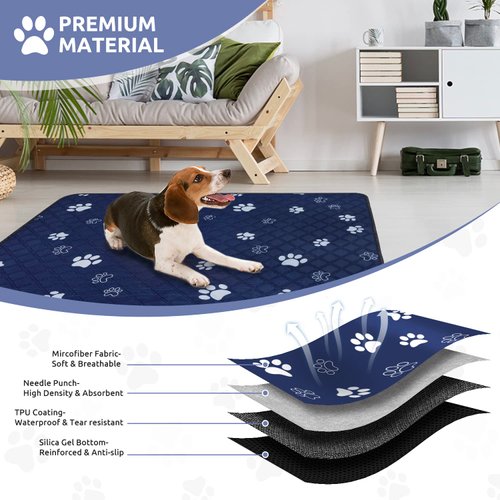 Washable Pee Pads for Dogs 2 Pack,36''*31'' Reusable Puppy Pads Pet Training Pads with Great Absorbent,Leakproof Fabric & Non Slip Backing for Potty,Crate,Whelping,Floor,Playpen,Sofa,Car