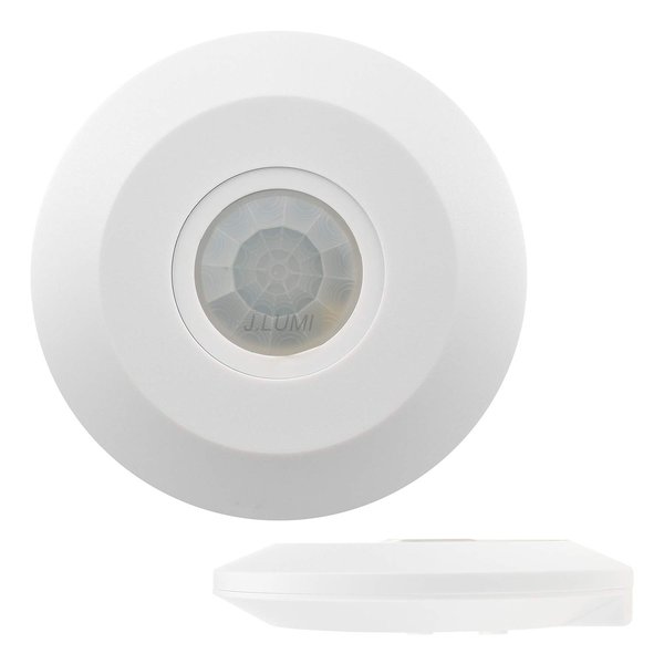 J.LUMI YCA1050 PIR Motion Sensor Light Switch, AC 85-265V 2000W, Ceiling Mount Motion Sensor Ceiling Motion Sensor Switch, PIR Sensor, Slim Profile, White