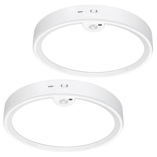 Youtob Motion Sensor Ceiling Light, 3000K 4000K 5000K Selectable LED Flush Mount Light Fixture,7inch Motion Activated Lighting Fixture for Hallway, Stairway, Closet, Pack of 2, White