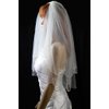 Bridal Veil Diamond (Off) White 2 Tier Elbow Length Scallop Edge In Pearl Beads