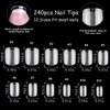 AddFavor 240pcs Short Square Nail Tips Soft Gel x Nail Tips Square Clear Fake Nails Extra Short Gel False Nails Full Cover Acrylic Nail Tips for Extension Nail Manicure Salon Home DIY