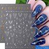 Moon Star Nail Stickers- 8Sheets Metallic Nail Art Stickers 3D Self-Adhesive Shiny Laser Stars Nail Supplies Gold Silver Nail Designs Stickers Sun Stars Moon Nail Decals for Women DIY Nail Decorations