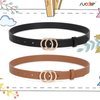 SUOSDEY 2 Pack Kids Leather Belts for Girls Solid Colors Skinny Belt for Teen Girls with Double O-Ring Buckles