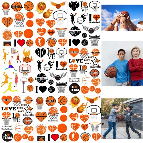 300PCS Basketball Motivational Tattoos Temporary for Kids - Basketball Baby Shower/Birthday Party Supplies Sports Party Goodie Bag Stuffers Favors Prize(24 Sheets)