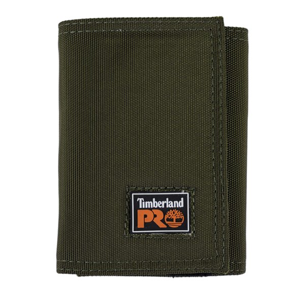 Timberland PRO Men's Cordura Nylon RFID Trifold Wallet with ID Window, Olive, One Size