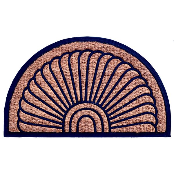 Imports Decor Half Round Rubber Back Coir Doormat, Fan, 18-Inch by 30-Inch