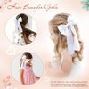 NCMAMA 2Pcs Hair Bows for Girls Hair Clip White Silk Hair Bow Ribbon Hair Accessories for Women Toddlers Infant Teens Kids