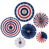 Risshine 4th/Fourth of July Patriotic Party Decorations Set- Red White/Silver Blue Star Streamers and 6Pcs Red White Blue Hanging Paper Fans for American Independence Day Party Decor Supplies